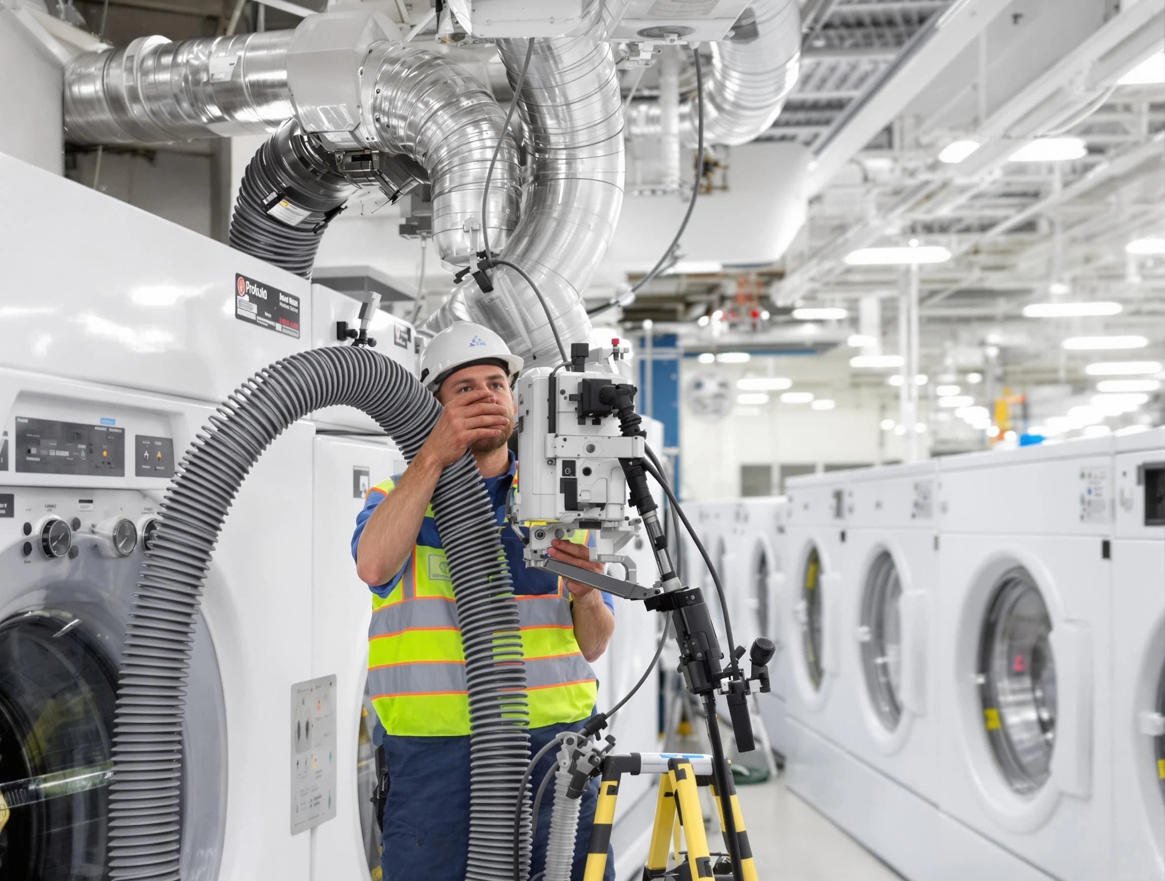 Snellville Dryer Vent Cleaning team performing commercial-grade dryer vent cleaning at a business facility in Snellville
