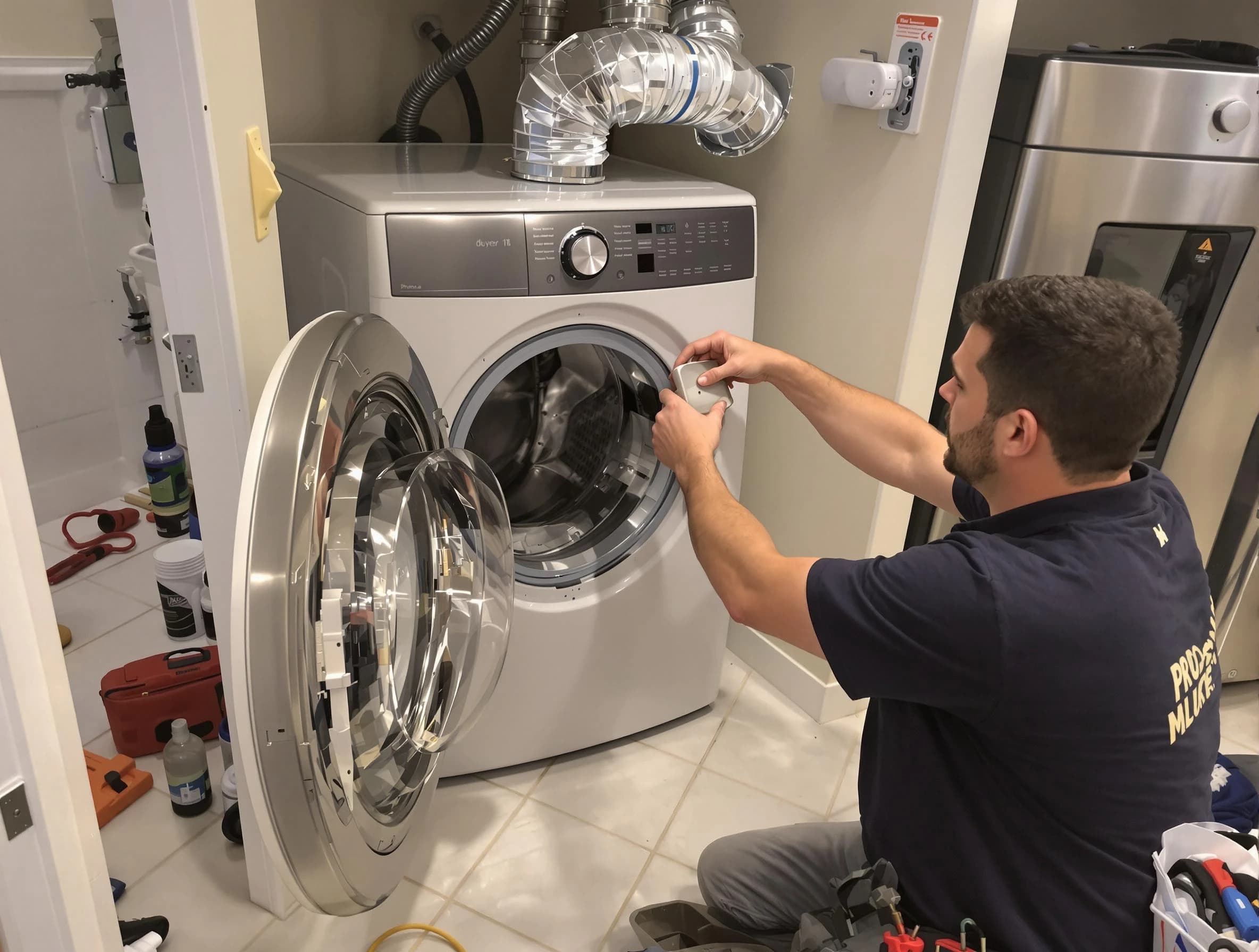 Snellville Dryer Vent Cleaning technician performing precise dryer vent hose installation in Snellville