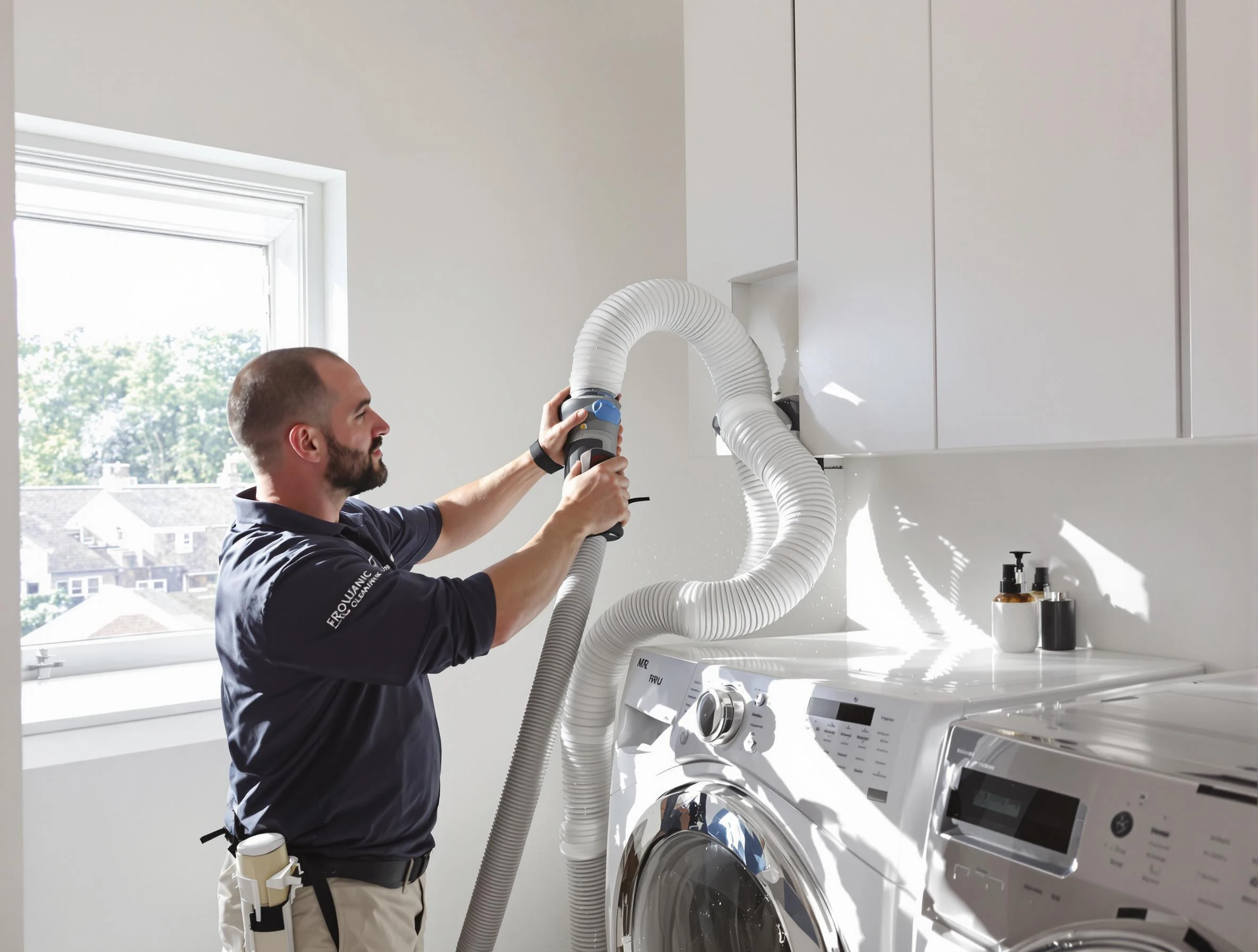 Certified Snellville Dryer Vent Cleaning technician performing dryer vent cleaning in Snellville