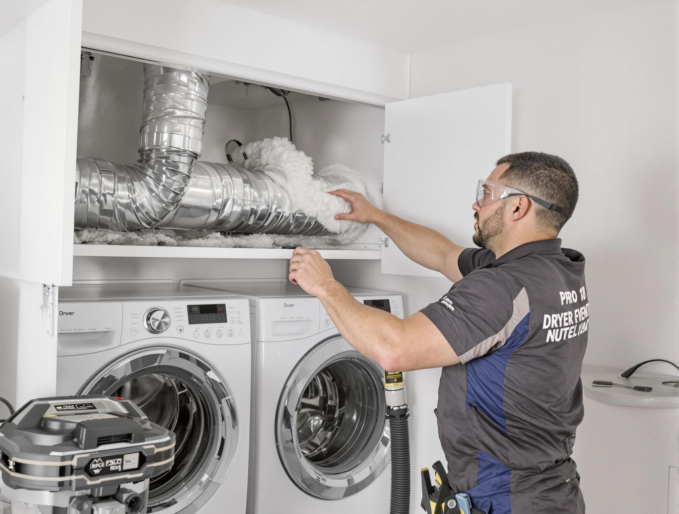 Snellville Dryer Vent Cleaning certified technician performing specialized gas dryer vent cleaning in Snellville